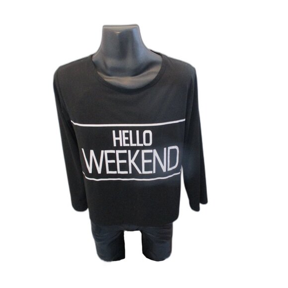 ๐ค HELLO WEEKEND Black Long Sleeve Tee (Size L) - Picture 2 of 7